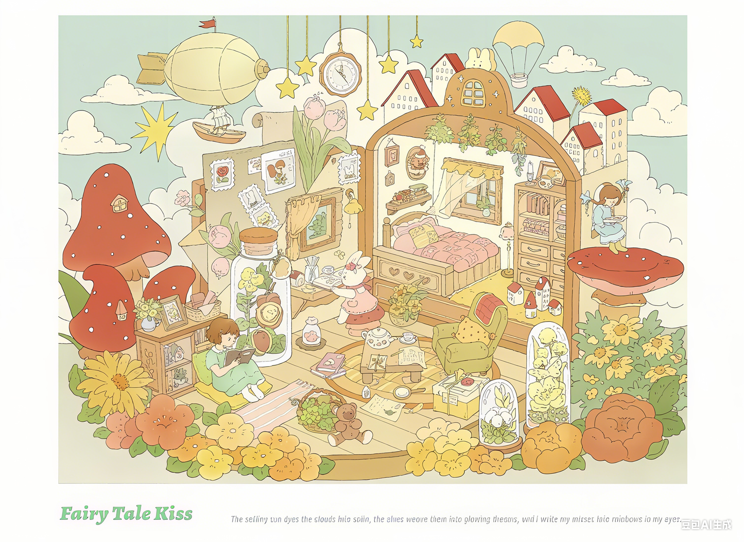 Castle fairy tales DIY 3D Sticker Collection - 4 Cute Miniature Scenes