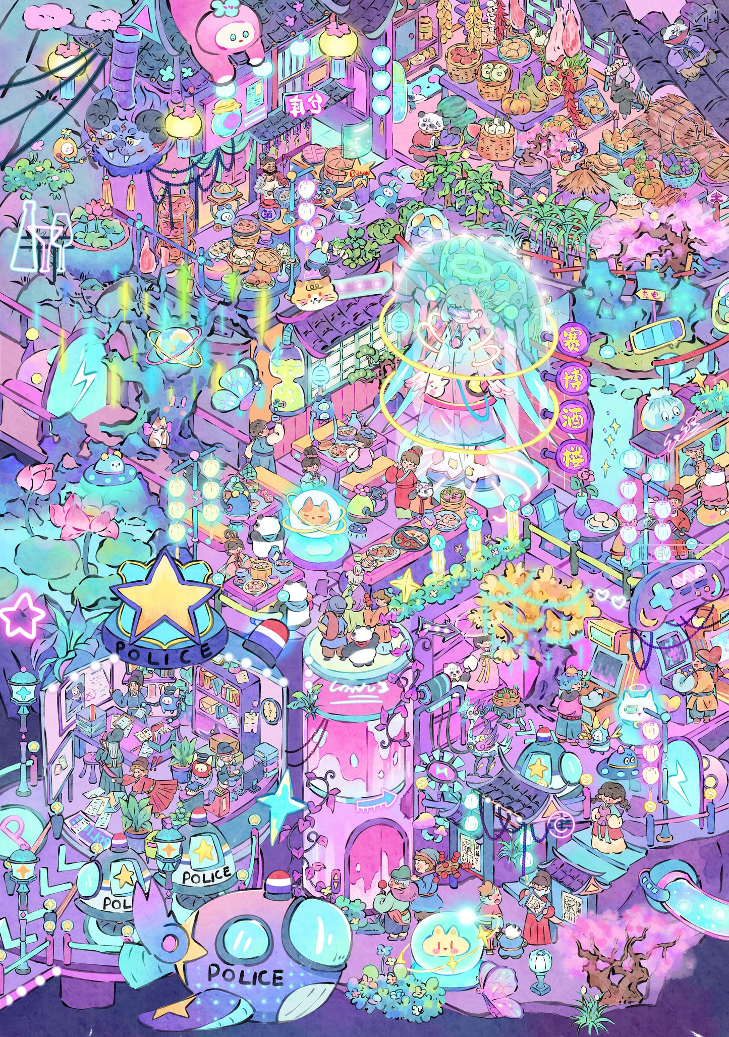 4 Cute Miniature Scenes(XL):Mr. Crow's Cage、Bromegrass Snack Street、Oddities Market、Cyber Restaurant