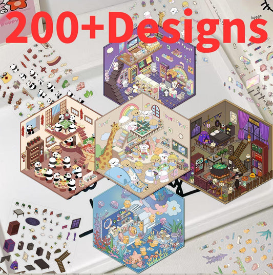200+Designs medium and small 3D scenes stickers(Maching Game)