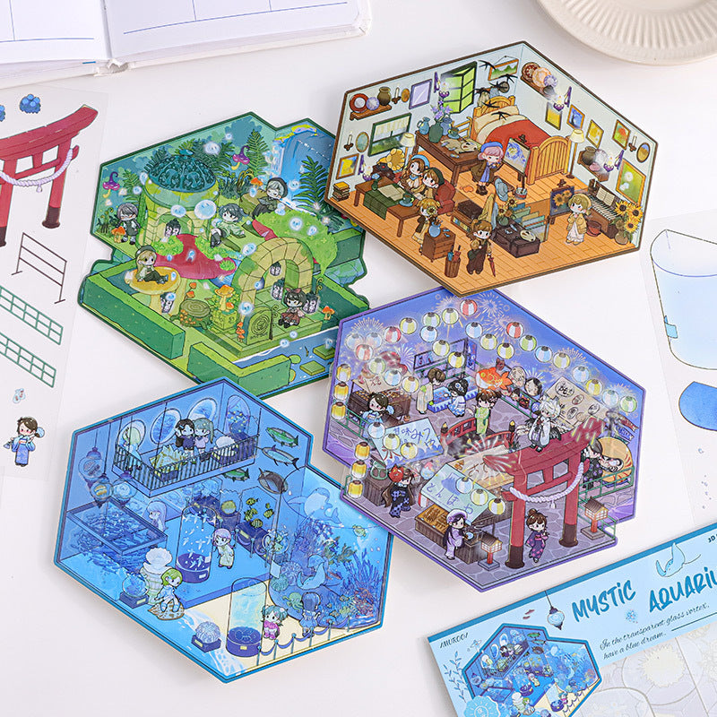 200+Designs medium and small 3D scenes stickers(Maching Game)