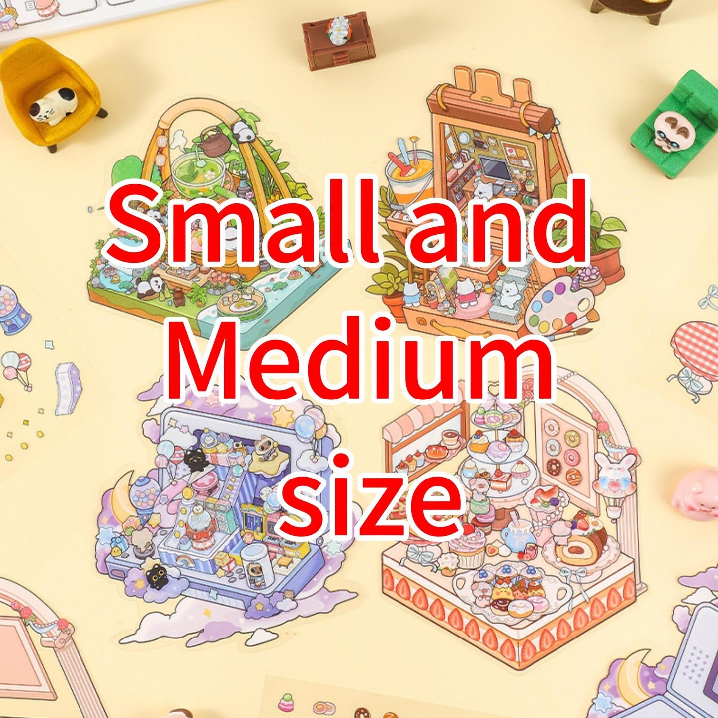 200+Designs medium and small 3D scenes stickers(Maching Game)