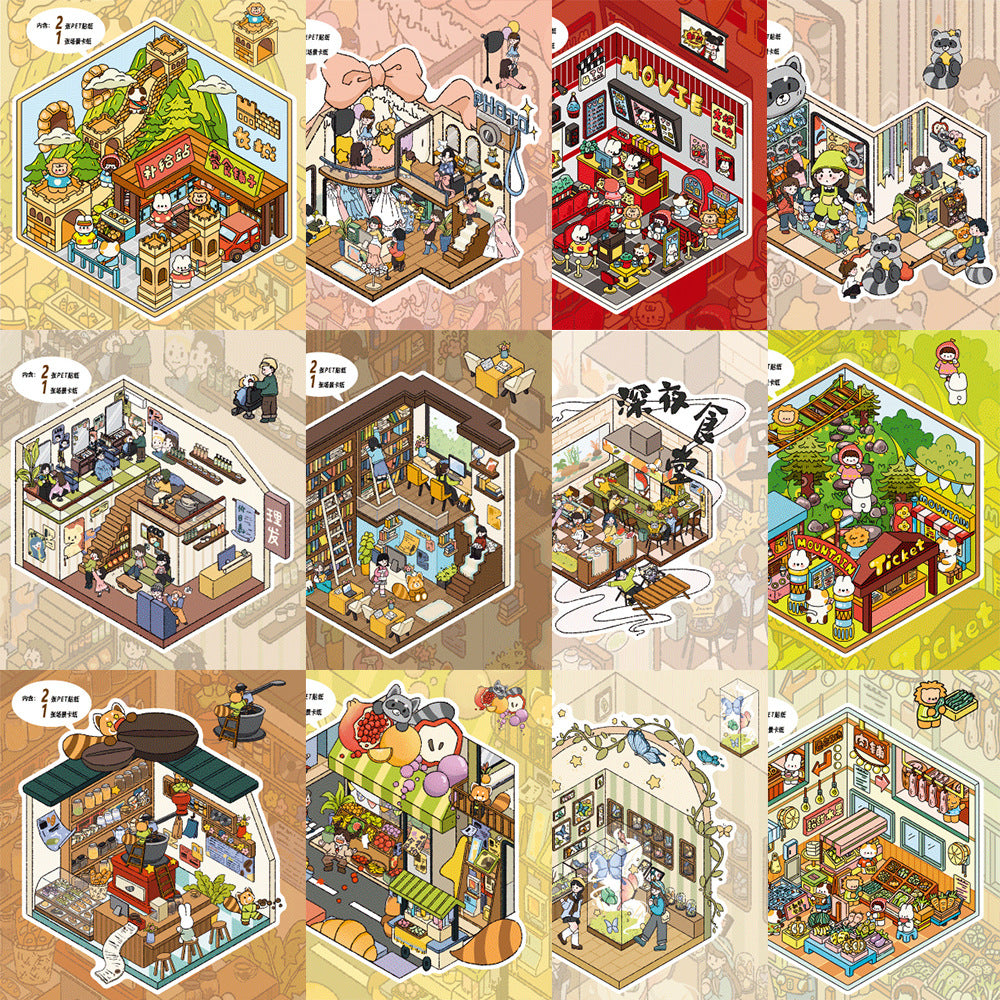 200+Designs medium and small 3D scenes stickers(Maching Game)