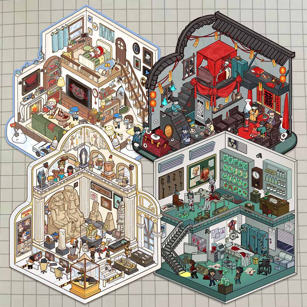 200+Designs medium and small 3D scenes stickers(Maching Game)
