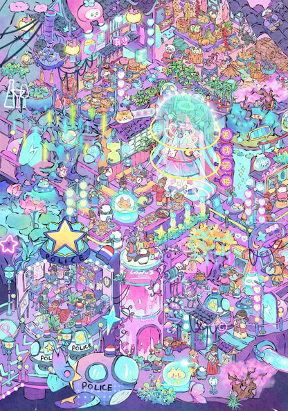 4 Cute Miniature Scenes（XL）：Mr. Crow's Cage、Bromegrass Snack Street、Oddities Market、Cyber Restaurant