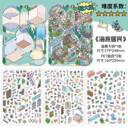 150+Designs Big and Huge size 3D scenes stickers(Maching Game)
