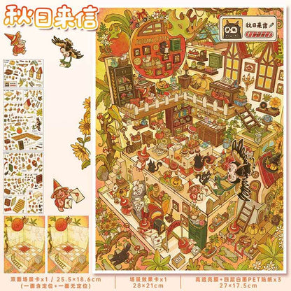 Fantasy Letter DIY 3D Scene Stickers With Guide Lines(L)