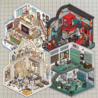 200+Designs medium and small 3D scenes stickers(Maching Game)
